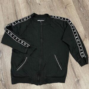 Beentrill Black Zip-Up Jacket M Goth‎ Punk Rock Emo Skeleton